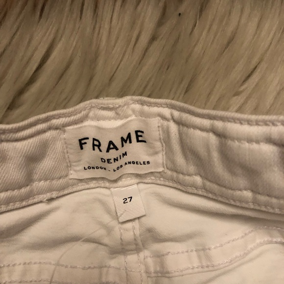 FRAME Baggy Palazzo Wide Leg High Rise Braided Waistline White Denim Jeans 27 - Picture 3 of 12